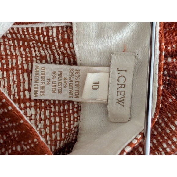 J Crew in Rust & Cream Textured Jacquard Pencil Skirt Size 10 EUC w/ Pockets - Picture 7 of 8